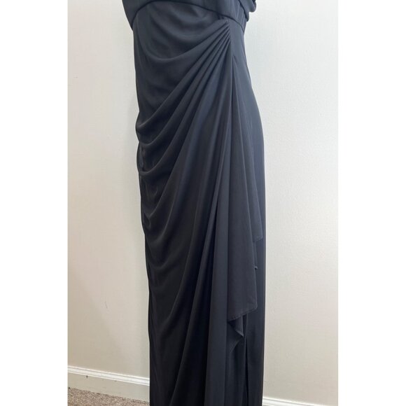 VTG Alex Evenings Gown  Maxi Dress Womens 10 Black Draped Sheer - Picture 4 of 9